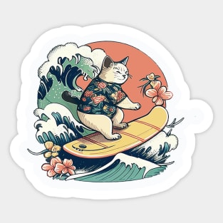 Hawaiian Cat Surf-A-Go-Go Sticker